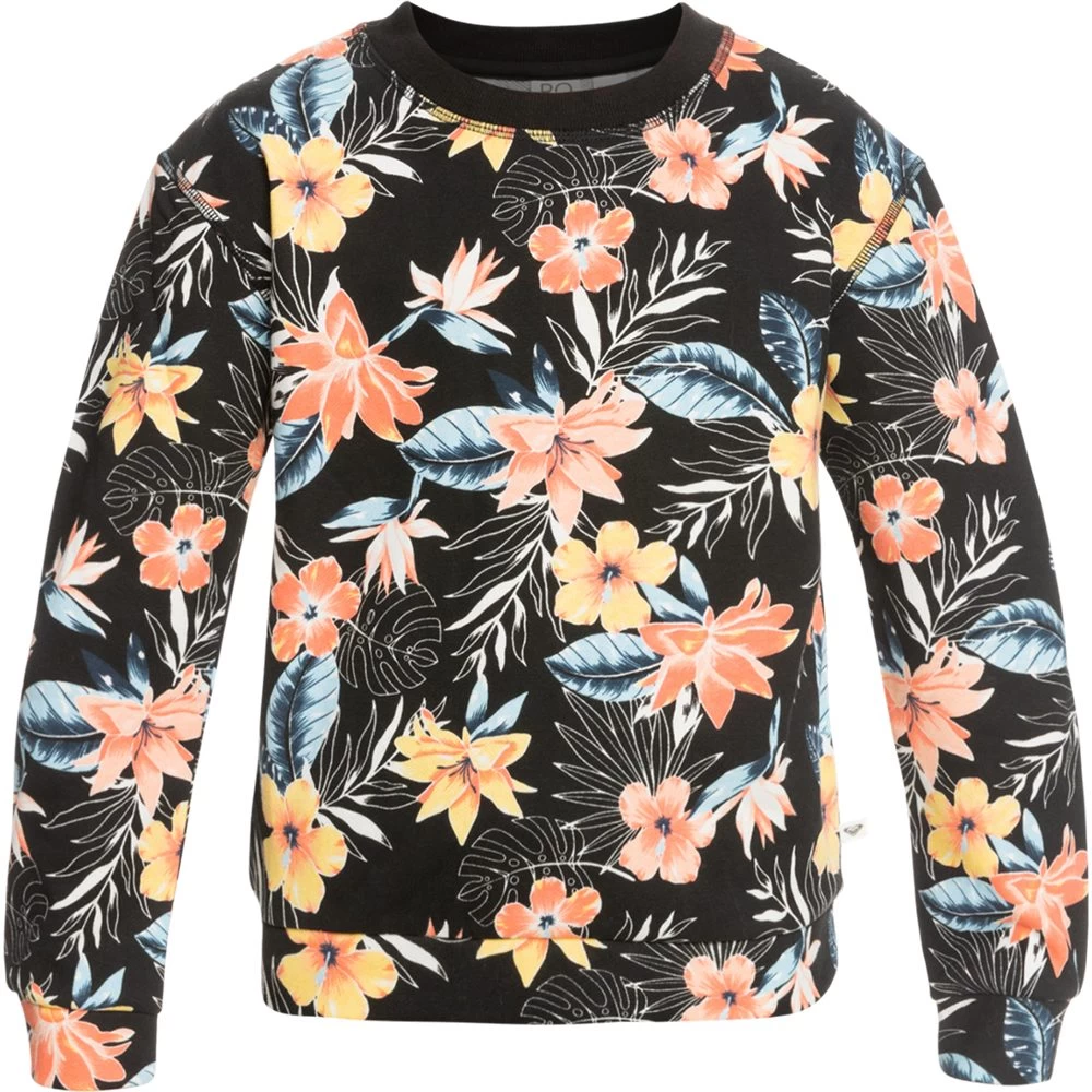 Roxy Off To The Beach Sweatshirt Girls Anthracite Tropical Breeze