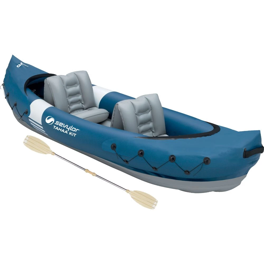 Sevylor Tahaa Kit Inflatable Kayak + Paddle Blue Gray 3 Sevylor Tahaa Kit Inflatable Kayak + Paddle Blue Gray