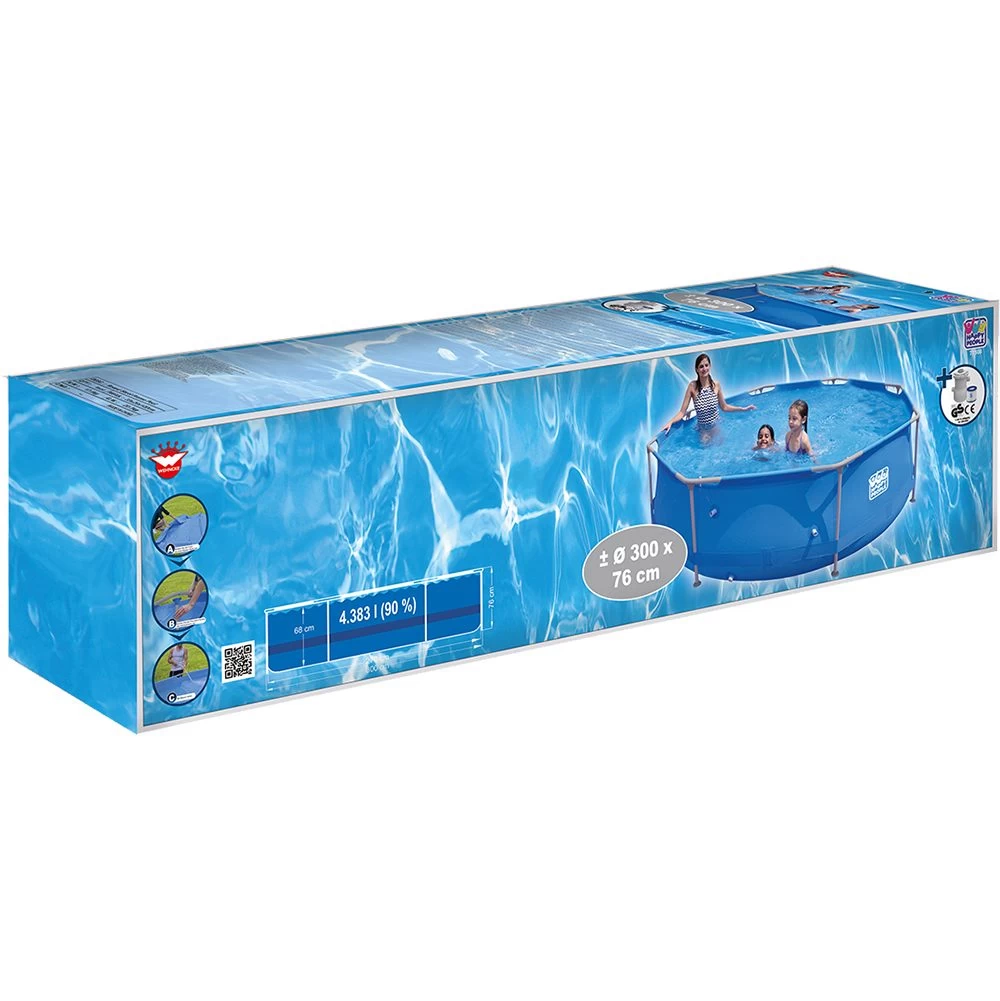 Happy People Steel Frame Pool Set 300x76 Cm Blue 4 Happy People Steel Frame Pool Set 300x76 Cm Blue - Image 2