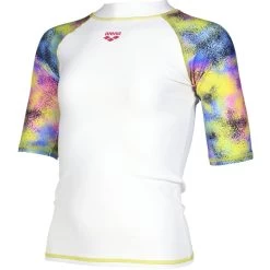 Arena Allover Rashguard Girls White Multicolor