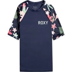 Roxy Printed Sleeves Rashguard Girls Blue