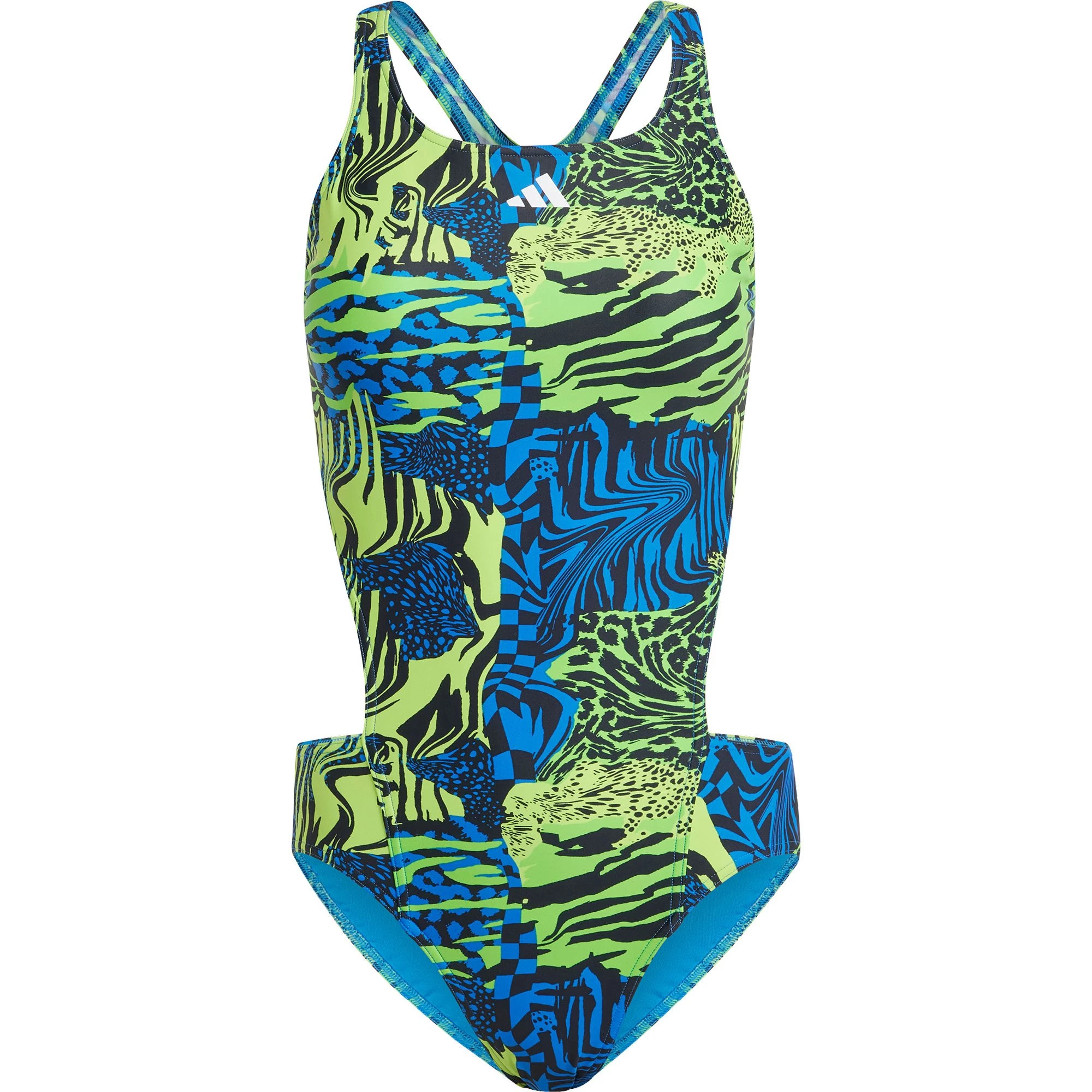 ADIDAS Allover Graphic Swimsuit Women Solar Slime 3 ADIDAS Allover Graphic Swimsuit Women Solar Slime