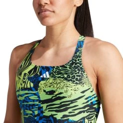 ADIDAS Allover Graphic Swimsuit Women Solar Slime 10 ADIDAS Allover Graphic Swimsuit Women Solar Slime -Water Adventure 96010027853D adidas Allover Graphic Badeanzug Damen gruen