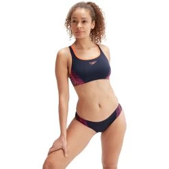 Speedo Placement Racerback Bikini Women True Navy -Water Adventure 96140811841b Speedo Placement Bikini Da true nav el pink volc