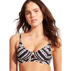 Seafolly Zanzibar Twist Front Bralette Bikini Top Women Black -Water Adventure 96542877901c Seafolly Zanzibar Twist Front Bralette Bikini Top DA schwarz