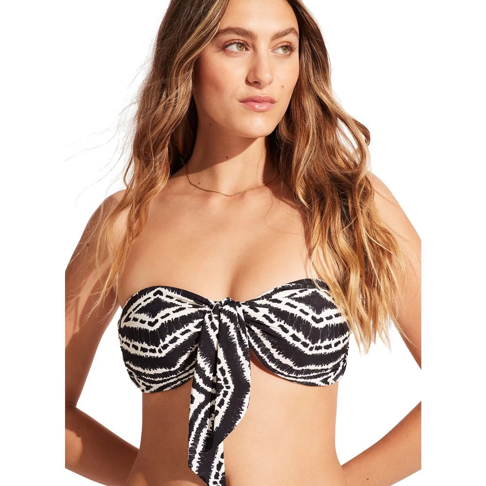 Seafolly Zanzibar Twist Tie Front Bandeau Bikini Top Women Black - Image 3