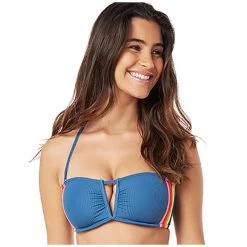 Rip Curl Wave Shapers Stripe Bandeau Bikini Top Women Real Teal