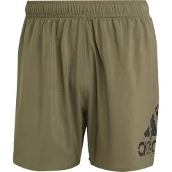 ADIDAS Big Logo CLX Swim Shorts Men Olive Strata